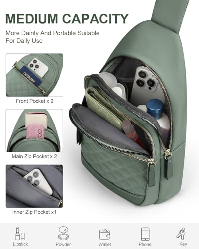 Capolo Sling Bag for Women Men Waterproof Crossbody Bags for Women Trendy Casual Fanny Pack with Convertible Shoulder Strap Chest Bag for Travel Hiking(Green, Medium) - color: Green, size: Medium