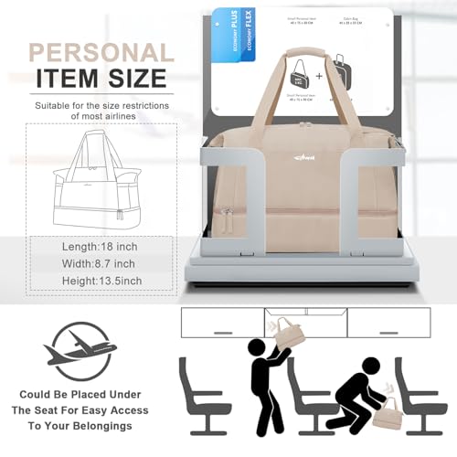 ETRONIK Gym Bag for Women, Personal Item Travel Bag with Shoes Compartment, Weekender Overnight Duffel Bag with Wet Pocket, Carry On Bag for Women, Travel, Gym, Weekend - color: Brown, size: Medium