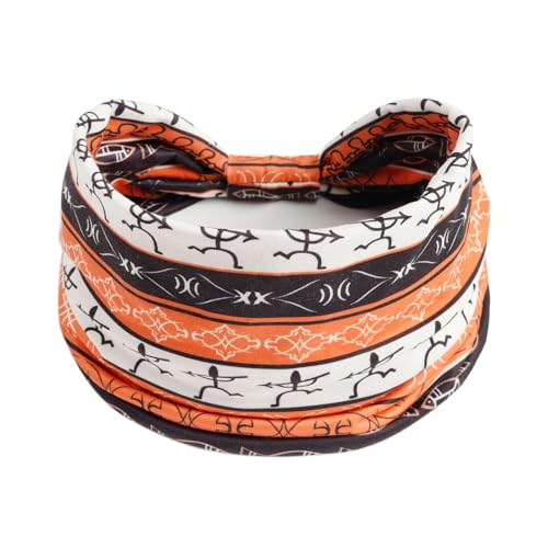 1 Pack Boho Headbands Stretch Paisley Print Bandana Headband Criss Cross Hair Bands Knotted Head Wrap Yoga Daily for Women and Girls (Orange Brown) - color: Orange Brown