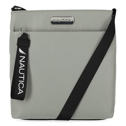 Nautica Diver Nylon Small Women's Crossbody Bag Purse with Adjustable Shoulder Strap - color: Dove/Grey