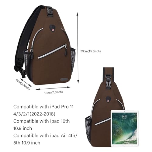 MOSISO Sling Backpack, Multipurpose Crossbody Shoulder Bag Travel Hiking Daypack - color: Caramel Brown