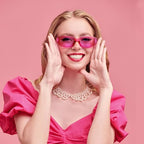 10 Pack Neon/Black Rectangle Sunglasses Bulk for Women Men Retro Trendy Small Rectangle Glasses Party Favors - color: Pink + Hotpink