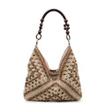 OANEXX Summer Straw Hobo Bags for Women Boho Woven Mesh Beach Tote Bag Large Capacity Crochet Vacation Shoulder Handbag - color: Deep Khaki