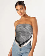 AWAYTR 35” Satin Head Scarf for Women Like Silk Scarf Hair Bandanas Women Large Square Neck Scarf Headscarf Head Wrap - color: Plaid - White + Black