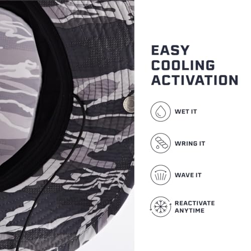 MISSION Cooling Bucket Hat - Unisex Wide-Brim Hat for Men & Women - Lightweight, Foldable & Durable - Cools Up to 2 Hours - color: Matrix Camo Silver