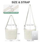 Anti Theft Crossbody Bags for Women,Quilted Puffer Travel Purses Shoulder Hobo Bag Handbag with Guitar Strap - color: Beige