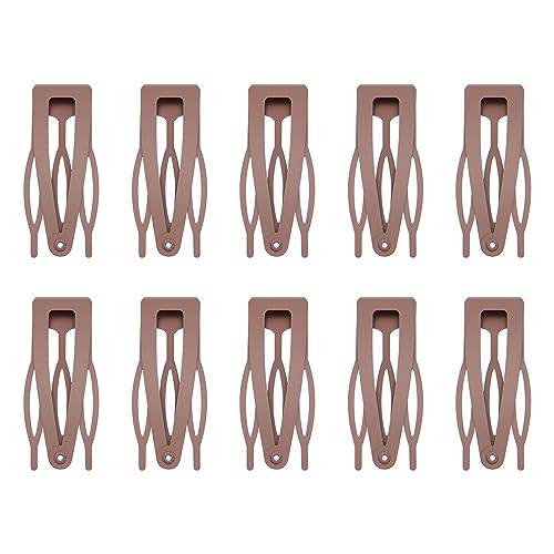 10 Pcs Double Grip Hair Clips, Sightor Metal Snap Hair Clips Hair Barrettes for Women Hair Making Salon Supplies Hair Accessories (Brown) - color: Brown