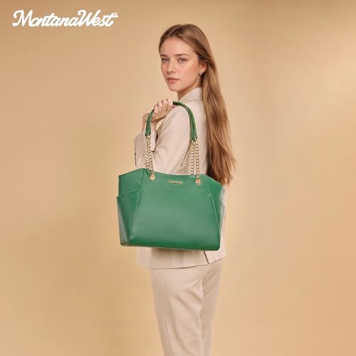 Montana West Tote Bag for Women Chain Top-handle Handbags - color: M Green