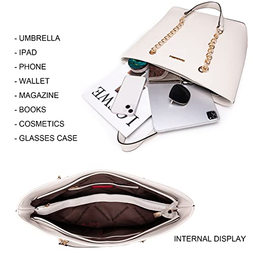 Montana West Tote Bag for Women Chain Top-handle Handbags - color: Beige