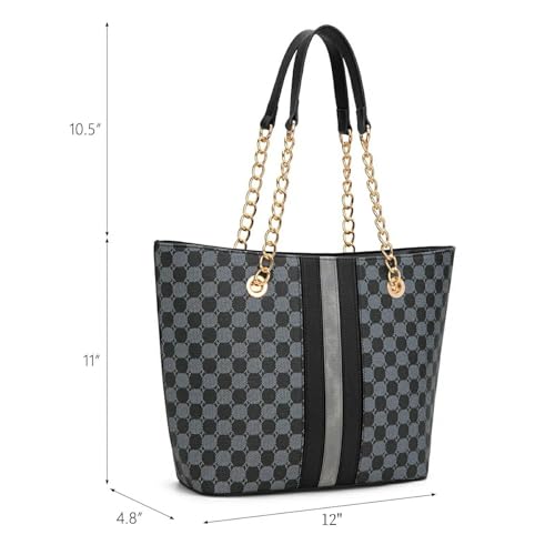 Montana West Tote Bag for Women Chain Top-handle Handbags - color: Grey/Black
