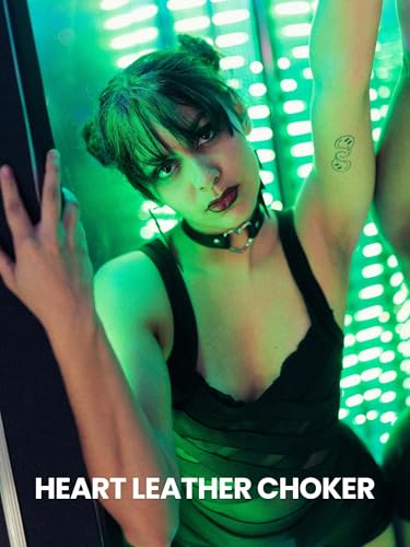 3-Pack Chokers — Velvet (1.5") + Leather (0.6") + Heart Pendant, Adjustable 12–18", Stainless Steel Hardware, 90s/Goth Layering Set — Black | Red | Green | White - color: Green