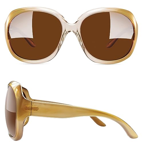 Joopin Oversized Sunglasses Womens Trendy Polarized Large Driving Sun Glasses Ladies UV Protective Big Sunnies Shades - color: B08-champagne/Brown