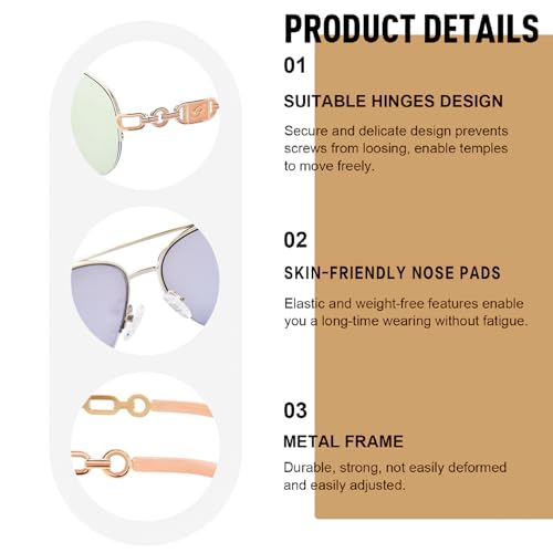 FONHCOO Aviator Sunglasses for Women Men Metal Frame UV400 Mirrored Sunglasses - color: Orange