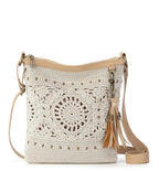 The Sak Lucia Crossbody Bag in Crochet, Convertible Purse with Adjustable Shoulder Strap - color: Natural Medallion