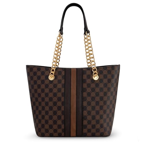Montana West Tote Bag for Women Chain Top-handle Handbags - color: Coffee/Brown
