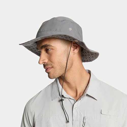 MISSION Cooling Bucket Hat - Unisex Wide-Brim Hat for Men & Women - Lightweight, Foldable & Durable - Cools Up to 2 Hours - color: Charcoal Mission Print