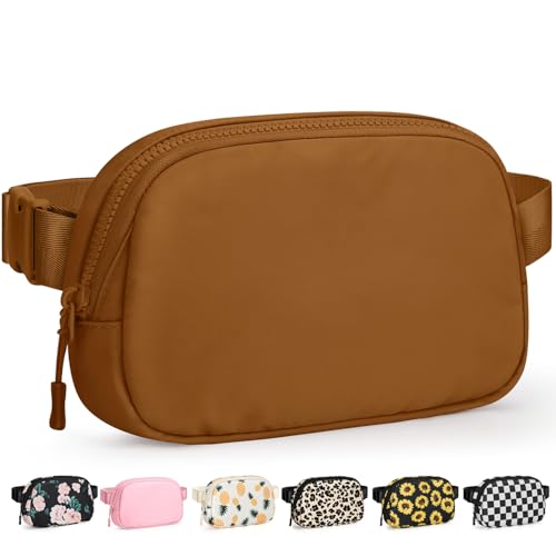 Pritent Fanny Packs for Women Cross Body Bag Waterproof Belt Bag with Adjustable Strap and Zipper Back Pocket Small Crossbody Bags Fashion Waist Packs for Workout Travelling(Brown) - color: Brown, size: Small
