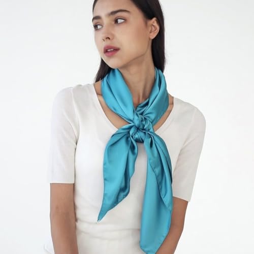 4 Pc Set Large 35 x 35 inches Satin Square Scarves Neck Hair Head Scarf Bundle - color: Set W1