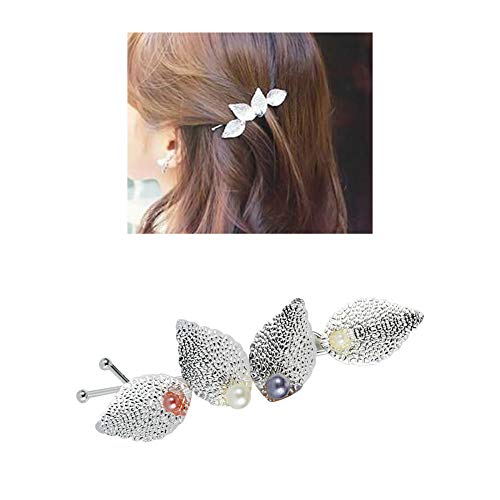 Lawie 10 Pack Silver Vintage Retro Geometric Minimalist Branch Leaf Flower Metal Hair Clip Hairpin Snap Barrette Stick Claw Grip Clamp Bobby Pins Alligator Hairclips Party Hair Accessories for Women