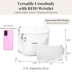 Baggallini Pocket Crossbody Bags for Women 8x8 Small Lightweight Durable Water-resistant Travel Purse W/Rfid - color: White