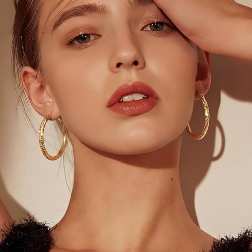 Verniflloga14K Gold Hoop Earrings Gold Earrings Women’s Hoop Earrings Jewelry Timeless Elegance 25 mm/ 30 mm - size: 30MM