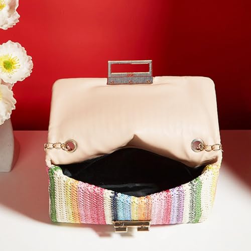 Bohemian Straw Beach Bag, Crossbody Bags for Women, Handmade Woven Purse, Tassel Handbags for Vacation, Travel(Color 2)