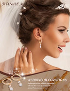 Dangle Earrings for Women, 14K Gold Plated Elegant Wedding Bride's Long Cubic Zirconia Drop Earrings, Sterling Silver Hypoallergenic Bridesmaid Trendy Dainty Simple Sparkling Wedding Jewelry - color: Small circle-Silver