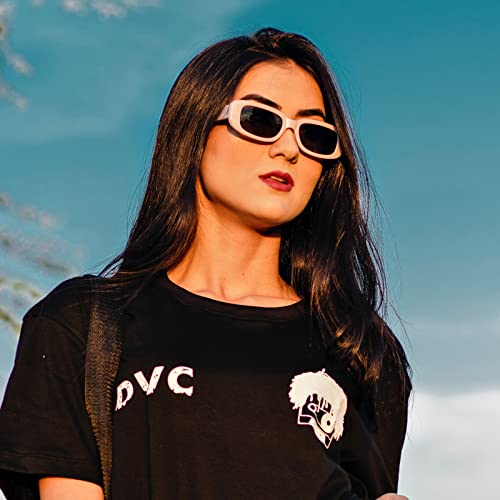 10 Pack Neon/Black Rectangle Sunglasses Bulk for Women Men Retro Trendy Small Rectangle Glasses Party Favors - color: White