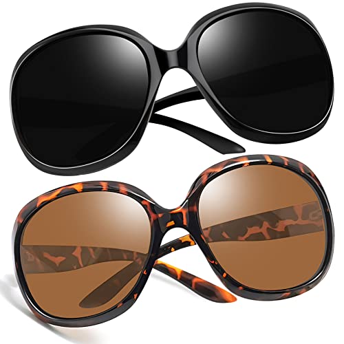 Joopin Oversized Sunglasses Womens Trendy Polarized Large Driving Sun Glasses Ladies UV Protective Big Sunnies Shades - color: D02-black + Tortoise/Brown