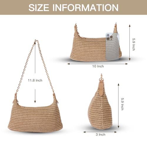 GOLDTIMO Women's Straw Woven Beach Bag Summer Vacation Shoulder Purse - color: Brown