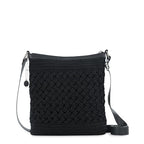 The Sak Lucia Crossbody Bag in Crochet, Convertible Purse with Adjustable Shoulder Strap - color: Black Cozy Weave