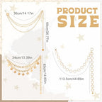 3Pcs Layered Waist Chains for Women Gold Multilayer Metal Adjustable Fashion Accessories Dress Hip Chain Belt - style: Fashionable Gold Retro