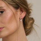 Hayopi Pearl Earrings for Women - Dainty Gold Dangle Drop Earrings, 14k Gold Plated Cute Bow Design, Hypoallergenic Pearl Studs, Wedding Jewelry Gifts - color: SILVER-silver CZ