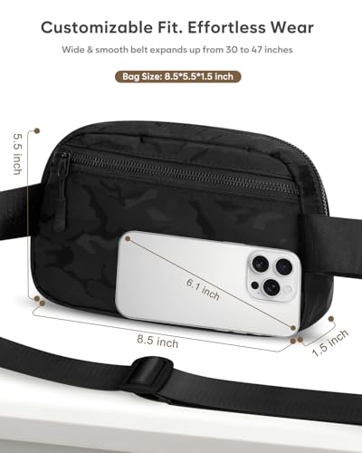Pritent Fanny Packs for Women Cross Body Bag Waterproof Belt Bag with Adjustable Strap and Zipper Back Pocket Small Crossbody Bags Fashion Waist Packs for Workout Travelling(Camo Black) - color: Camo Black, size: Small
