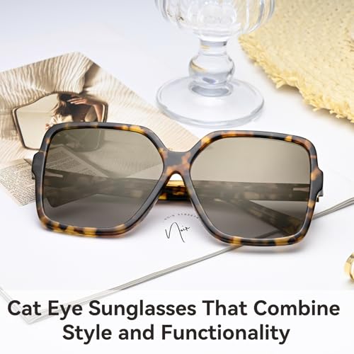 Dollger Oversized Square Sunglasses for Women Big Large Wide Fashion Shades for Men UV Protection Unisex - color: Acetate Frame Tortise -Polarized Lens