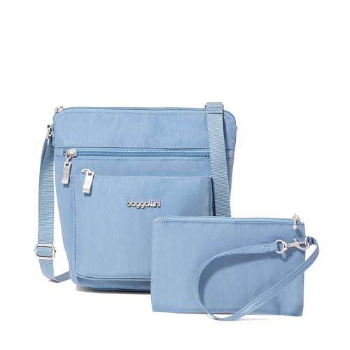 Baggallini Pocket Crossbody Bags for Women 8x8 Small Lightweight Durable Water-resistant Travel Purse W/Rfid - color: Cornflower