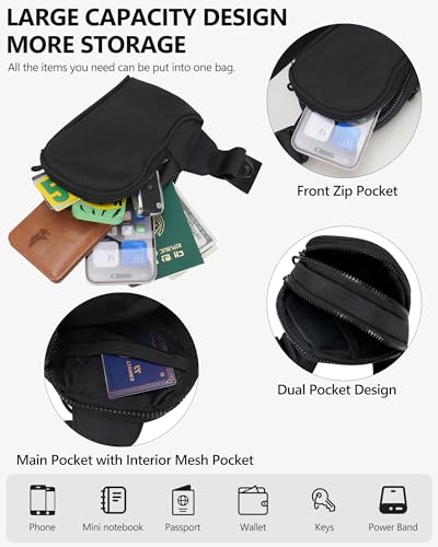 Peicees Sportswear Essentials Small Crossbody Bag for Men Women Mini Sling Bag Travel Running Phone Daypack Cross Body Shoulder Bags, Black - color: Black