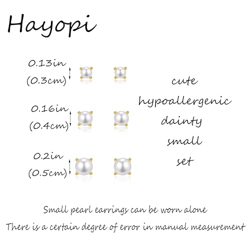 Hayopi Pearl Earrings for Women - Dainty Gold Dangle Drop Earrings, 14k Gold Plated Cute Bow Design, Hypoallergenic Pearl Studs, Wedding Jewelry Gifts - color: GOLD-stud earrings