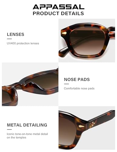 Appassal Small Retro Square Sunglasses for Women Mens Rectangle Sunnies AP3680 - color: Tortoise/Brown