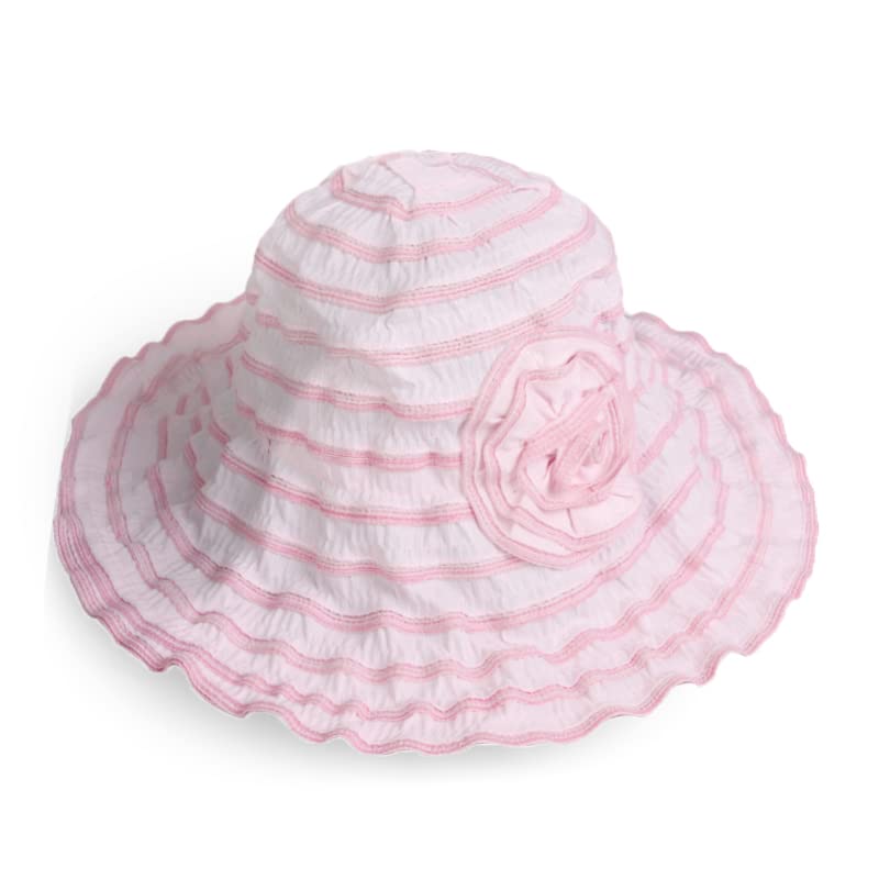 FORBUSITE Women Folding Vintage Outdoor Sun Hats for Beach Garden Travelling UV Protection - color: Gs013-pink