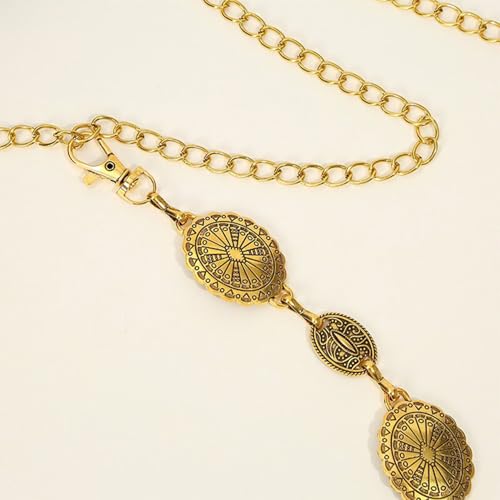 Concho Chain Belt for Women, Premium Body Waist Belly Belt for Concerts, Festivals, Cosplay, Daily Wear - color: Silver