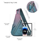 KL928 Canvas Sling Bag - Small Crossbody Backpack Shoulder Casual Daypack Rucksack for Men Women(Large Version, Violet+GrayishBlue) - color: Canvas-violet+grayishblue
