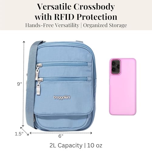 Baggallini Journey Crossbody Bags for Women 9x6 Small Lightweight Travel Handbag W/RFID - color: Cornflower