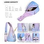 KL928 Canvas Sling Bag - Small Crossbody Backpack Shoulder Casual Daypack Rucksack for Men Women(Large Version,PalePurple+SkyBlue) - color: Canvas-palepurple-skyblue