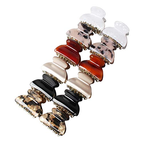 1.57 inch Floral Printed Small Acrylic Hair Claw Clips for Girls and Women,Plastic No-Slip Grip Jaw Hair Clip Hair Jaw Clamp,Pack of 12 (Color C) - color: Color C