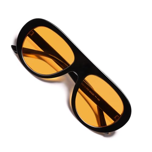 VANLINKER Oversized Retro Aviator Sunglasses for Women Men Chic 70s Vintage Style Trendy 2026 Chunky Sun Glasses VL9865 - color: C2 Black Frame/Orange Lenses
