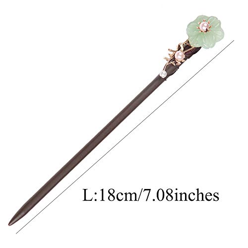 Wooden Hair Pins 7.08" Chinese Hair Sticks For Long Hair Buns (D) - color: D