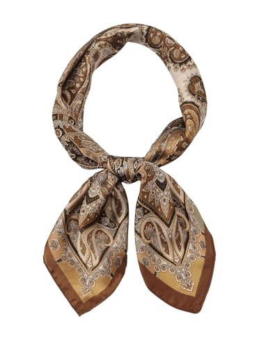 SHENHE Women's Silky Head Scarf Vintage Paisley Hair Scarf Bandana Square Kerchief Hair Wrap - color: Brown