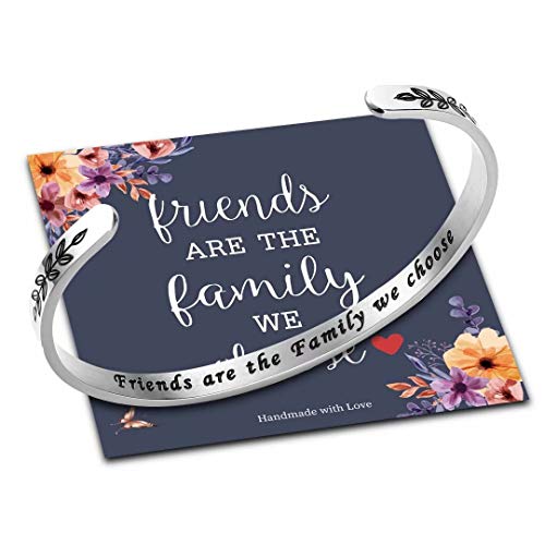 M MOOHAM Bracelets for Women Girls, Quote Mantra Bracelet Funny Inspirational Jewelry Gifts for Best Friend, Mom, Daughter, Son, Sister, Niece Birthday Mothers Day Present Come Gift Box - style: Friends are the family we choose