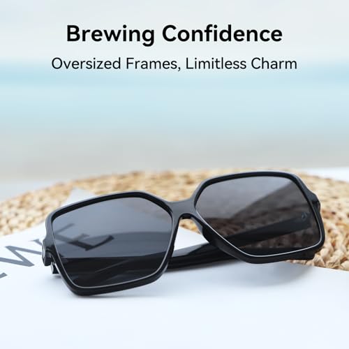 Dollger Oversized Square Sunglasses for Women Big Large Wide Fashion Shades for Men UV Protection Unisex - color: 3 Pcs,black+transparent Brown+leopard